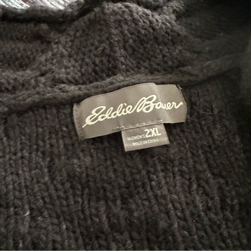 Eddie Bauer Wool Blend Cable Knit Open Cardigan In Charcoal Gray - Picture 4 of 7